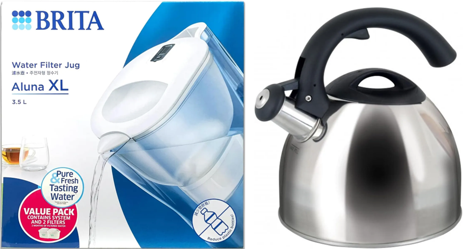 BUNDLE: GIBSON Steamline Tea Kettle, Stainless Steel, 2 Quarts X BRITA Alun