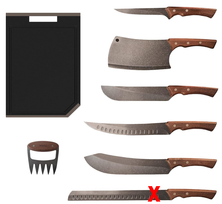 Tramontina Churrasco Black Collection BBQ Knife Bundle 8 Pieces Set. NB: Mi