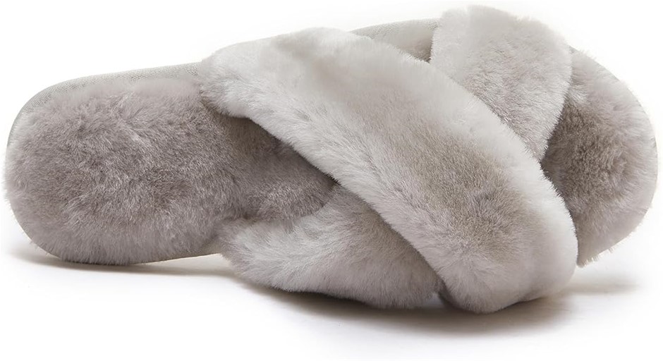 Luna - Crossover Premium Sheepskin Crossover Women's Slippers (Cloudy Grey,
