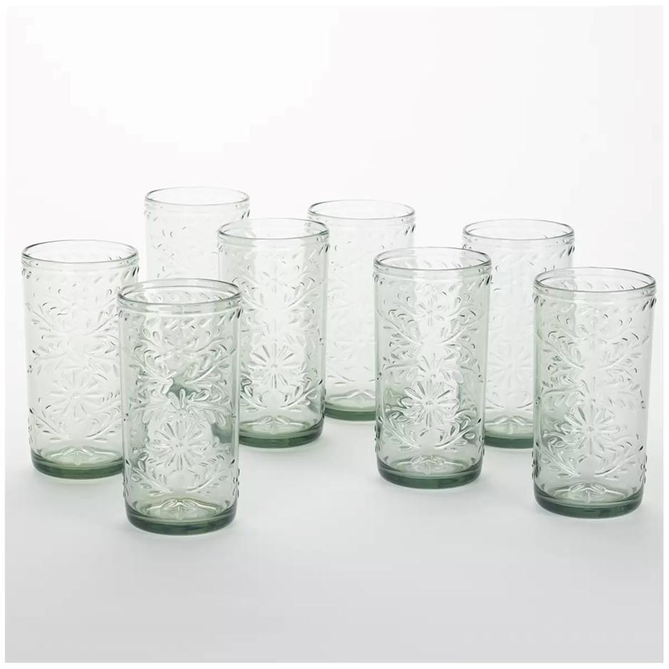 JIA WEI 8pc Acrylic Green Tritan Tumbler Set.