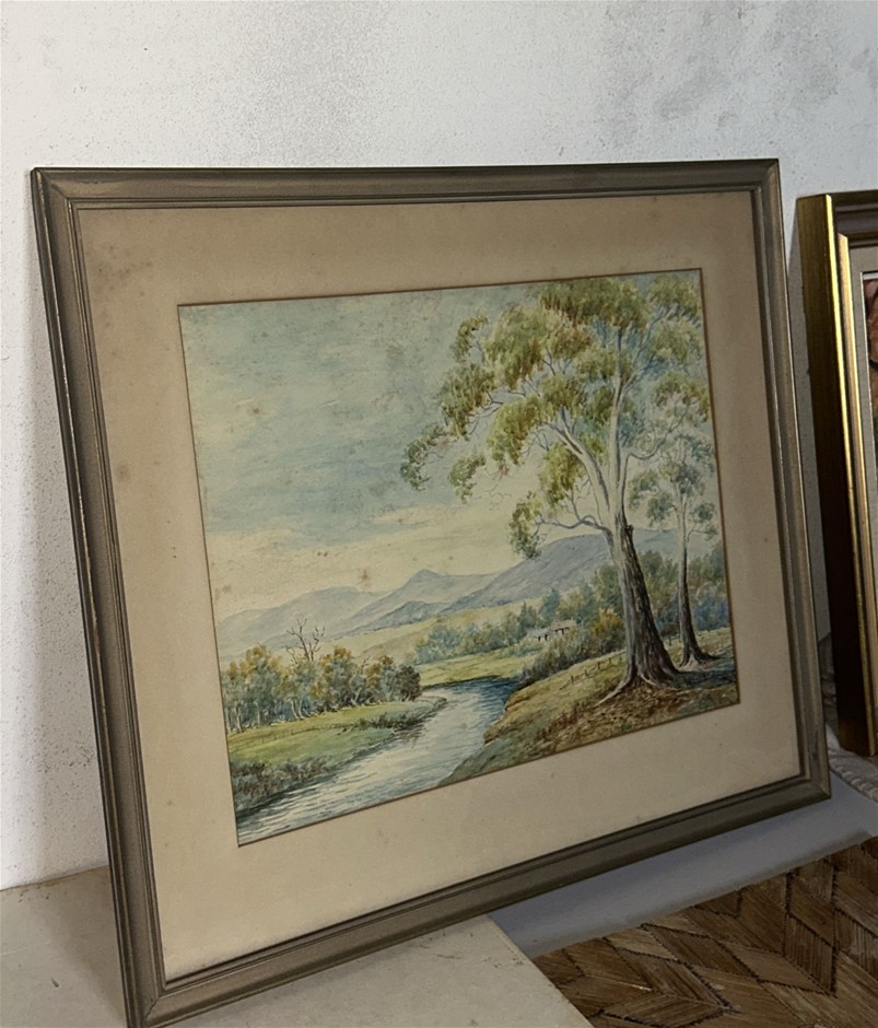 Vintage Australian Framed Watercolour Landscape Painting
