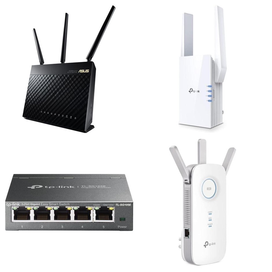 4 x Assorted Networking Devices. 1 x TP-LINK AC1750 Wi-Fi Range Extender. 1