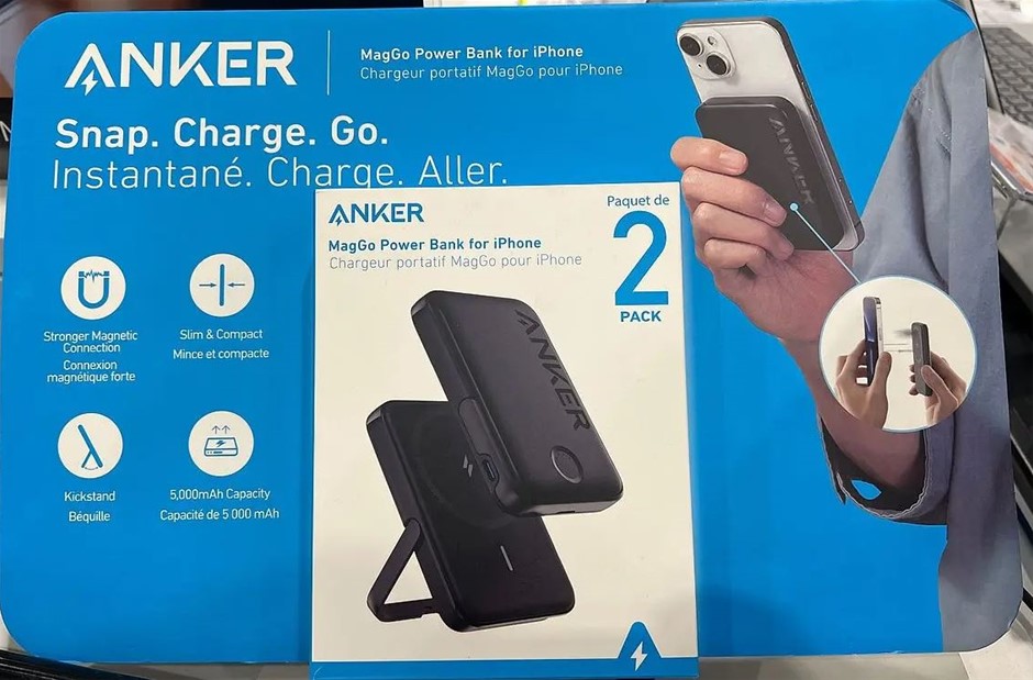 ANKER 2pk MagGo Powerbank For Iphone, 5000mAh. NB: Damaged packaging, 1 x p