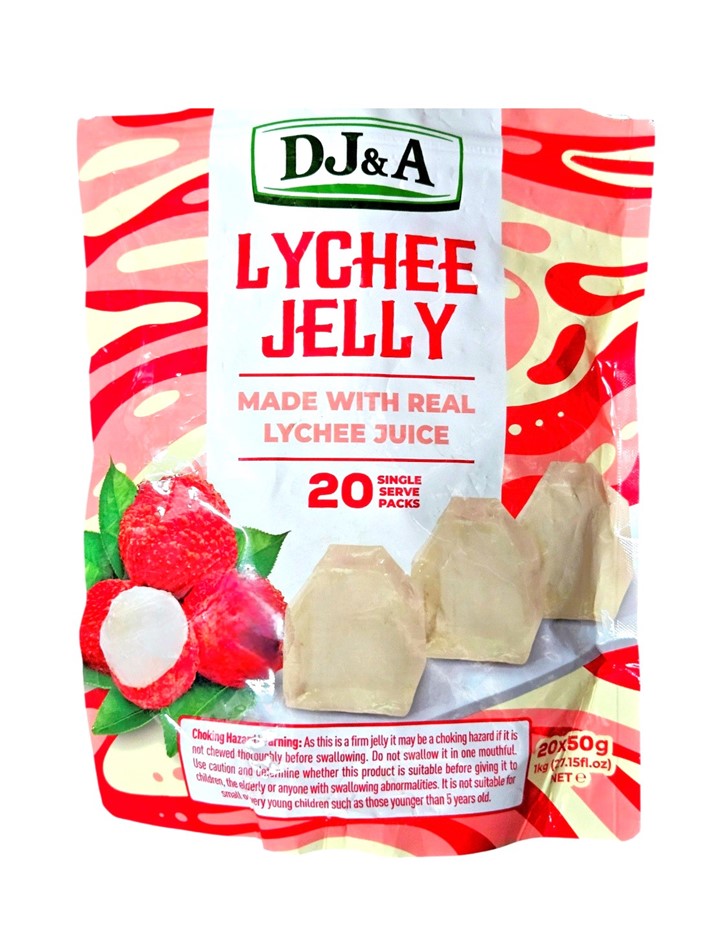 2 x Pack of 20pc DJ&A Lychee Jelly Made from Real Lychee, 1kg. N.B: Damaged