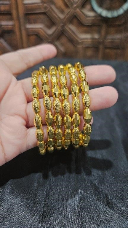 6pcs x 22KGF/ITALY Triple Yellow Gold Plated Bangles with stamps