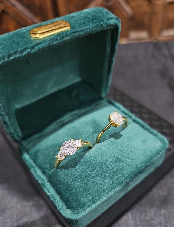 2pcsx1.0ct GRA Moissanite 18k Solid Yellow Gold Vermeil Ring (S925) -8US