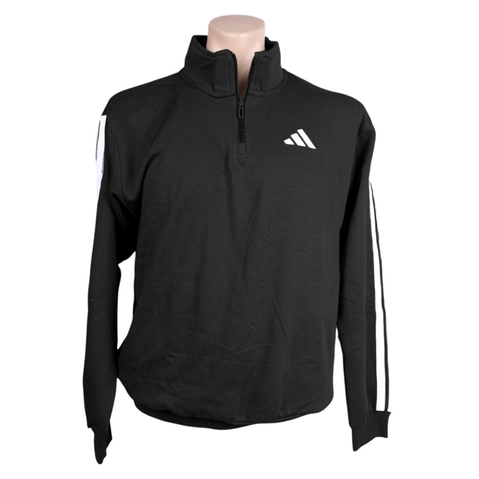 ADIDAS Men's Fleece 3S 1/4 Zip Sweater, Size AU M, 70% Cotton, Black, JY660