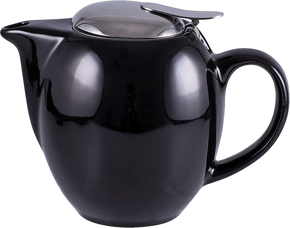 AVANTI Camelia Ceramic Teapot, Pitch Black, 15285. NB: Damaged box.