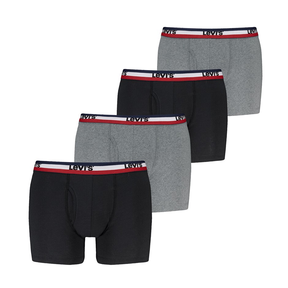 4-Pack LEVI'S Men's Boxer Briefs, Size S, 95% Cotton, Black/Grey.