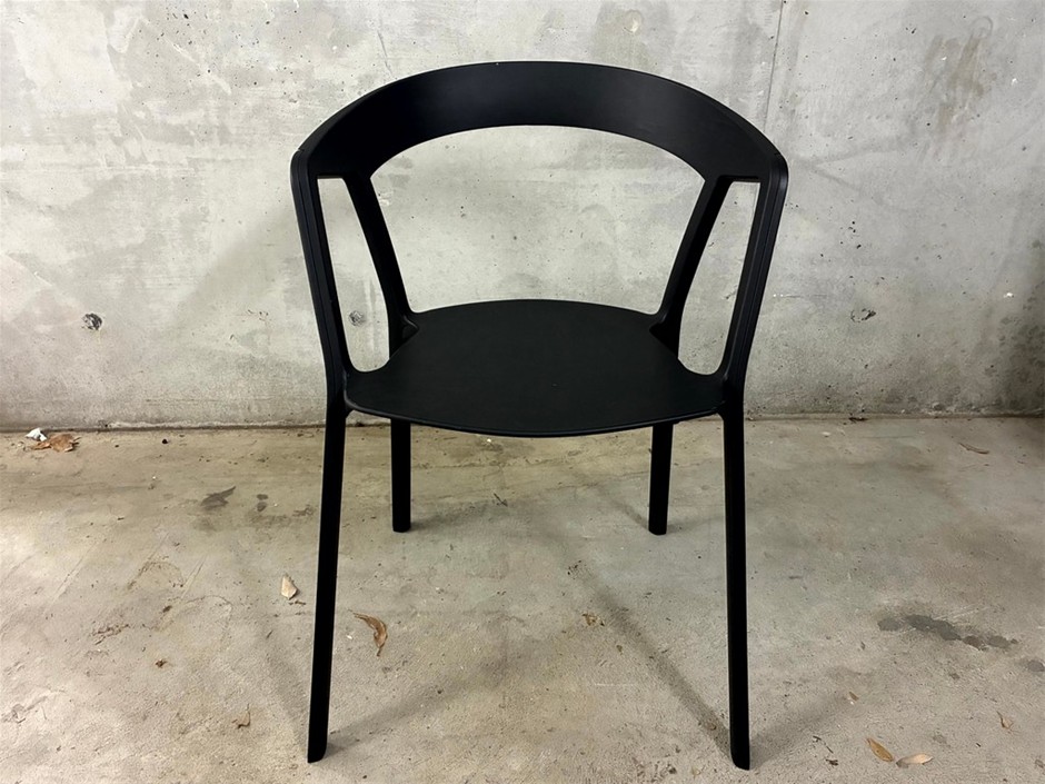 Black Plastic Outdoor Dining Chairs, Qty x2