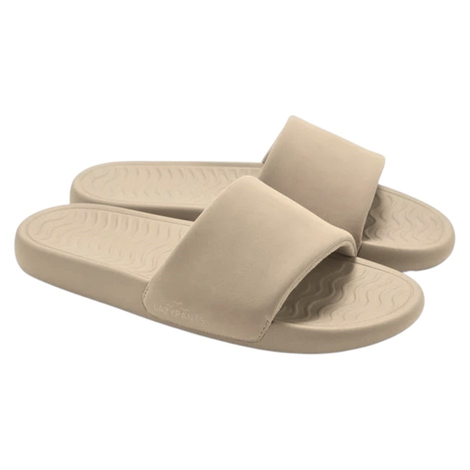 LAZYPANTS Women's Slides, Size US10, Cream/Tan.