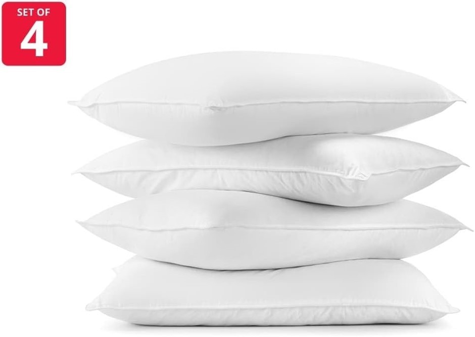 OVELA Hotel Quality Deluxe Bounce Fibre Pillows, Set of 4 Pillows.