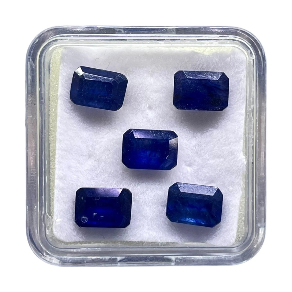 6.86ct (5pcs) Emerald Cut Blue Sapphire Gemstones