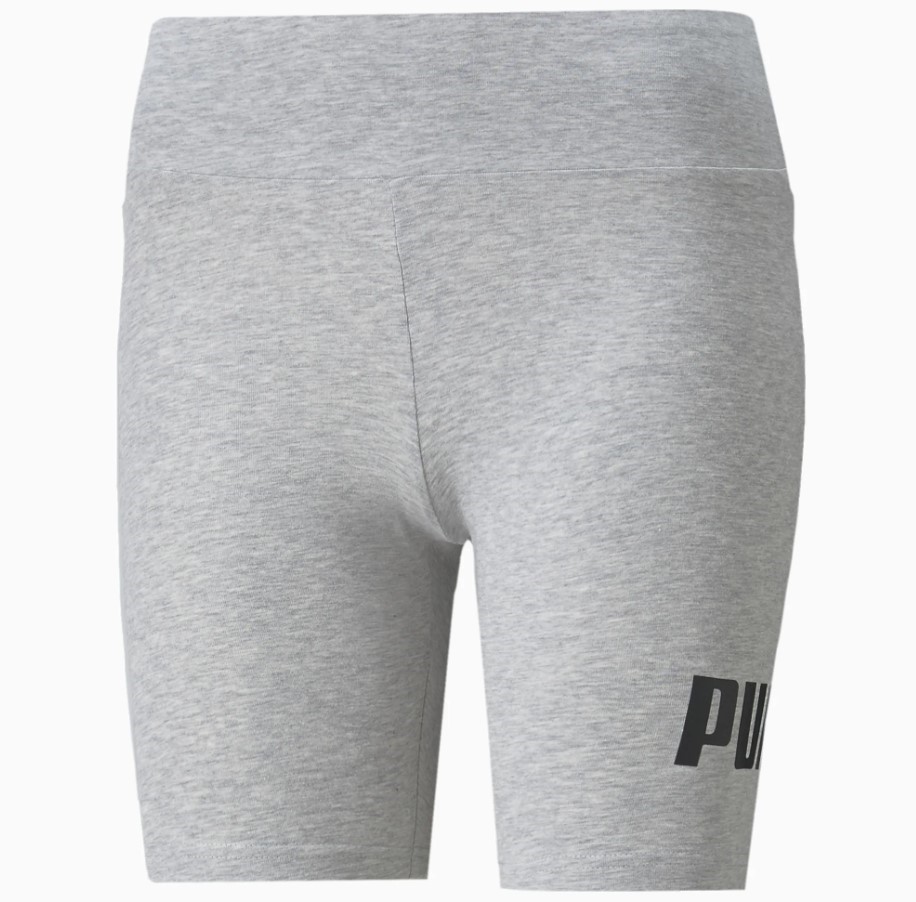 PUMA Women's ESS 7" Logo Short Leggings, Size M, 95% Cotton, Light Gray Hea