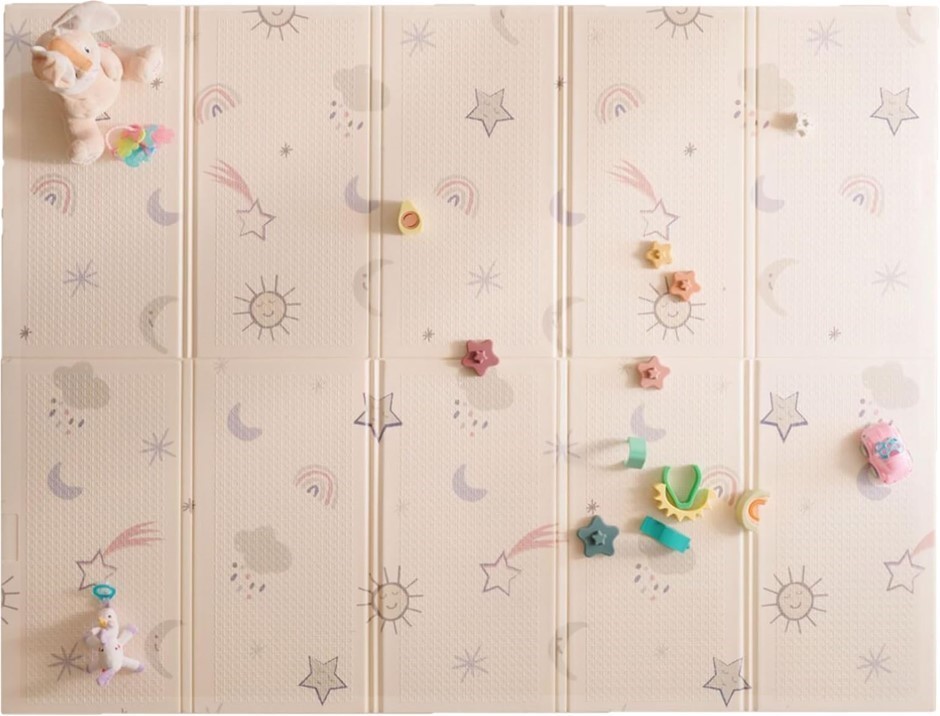 NUBY Reversible Soft Floor Mat, Foldable and Lightweight for Easy Storage a