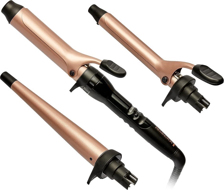 REMNGTON 3 in 1 Multistyler Curl and Wave Curling Iron, CI97MS3AU, Rose Gol