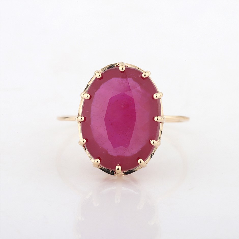Yellow Gold Natural Ruby Ring  with Valuation
