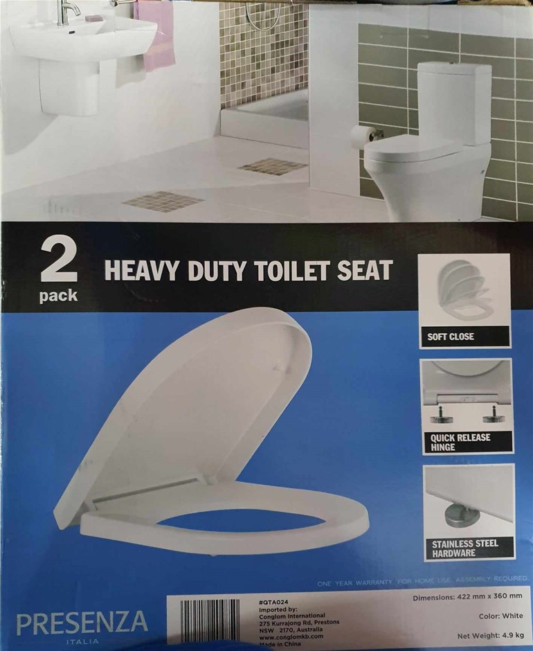 PRESENZA 2-pack Heavy Duty Toilet Seat White QTA032. NB: Minor box damage.