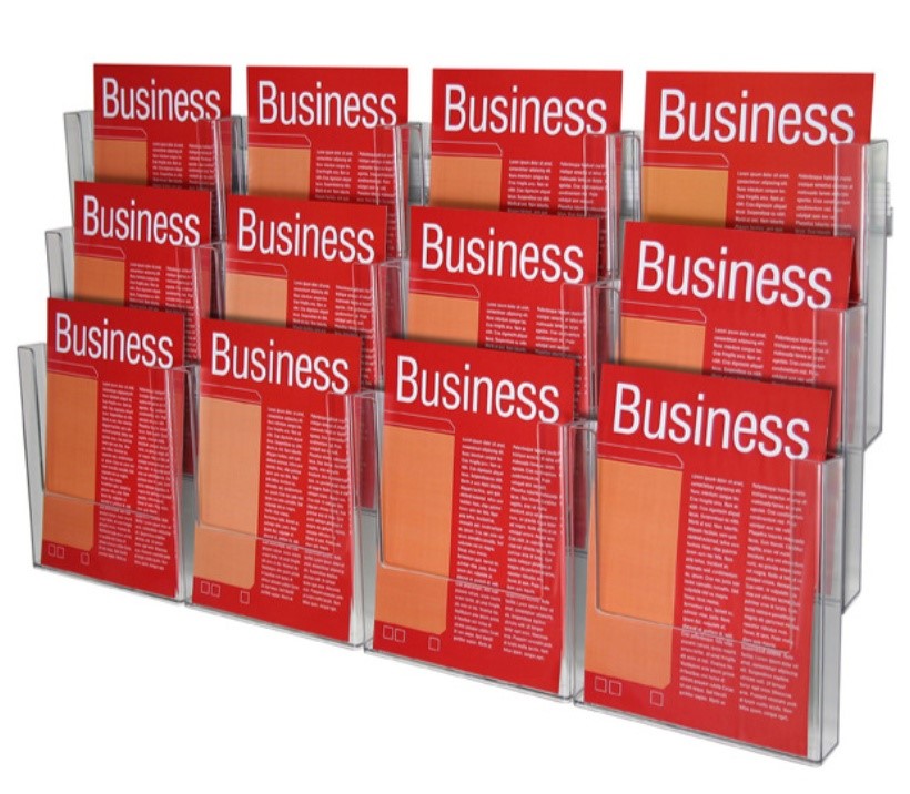 ESSELTE A4 Brochure Holder Wall System 3-Tier 12- Compartments.
