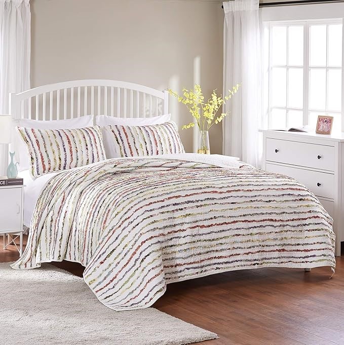 GREENLAND Home GL-1104YK Bella Ruffle Quilt Set King