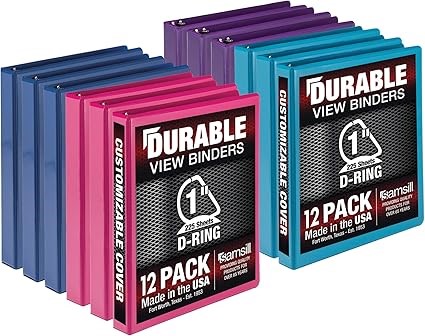 SAMSILL Durable 1 Inch Binder, Made in The USA, D Ring Binder, Customizable