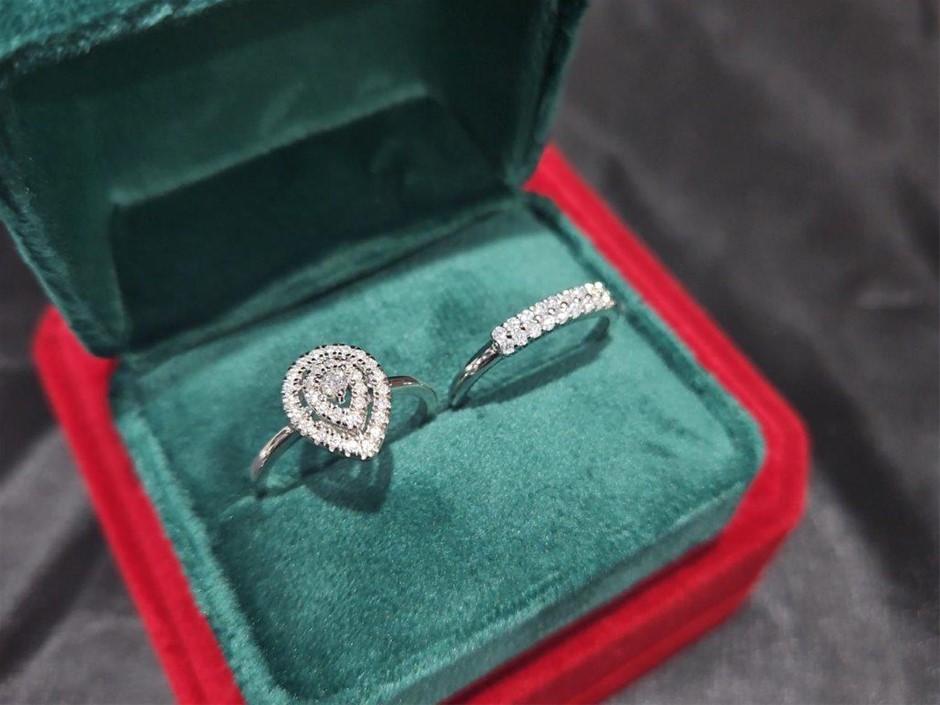 2pcs GRA Moissanite white Cut-925 Sterling Silver Ring -9US