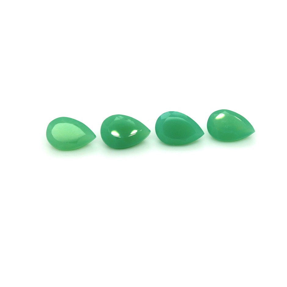 4 Pcs Pear Beautiful Green Chrysoprase Gemstone