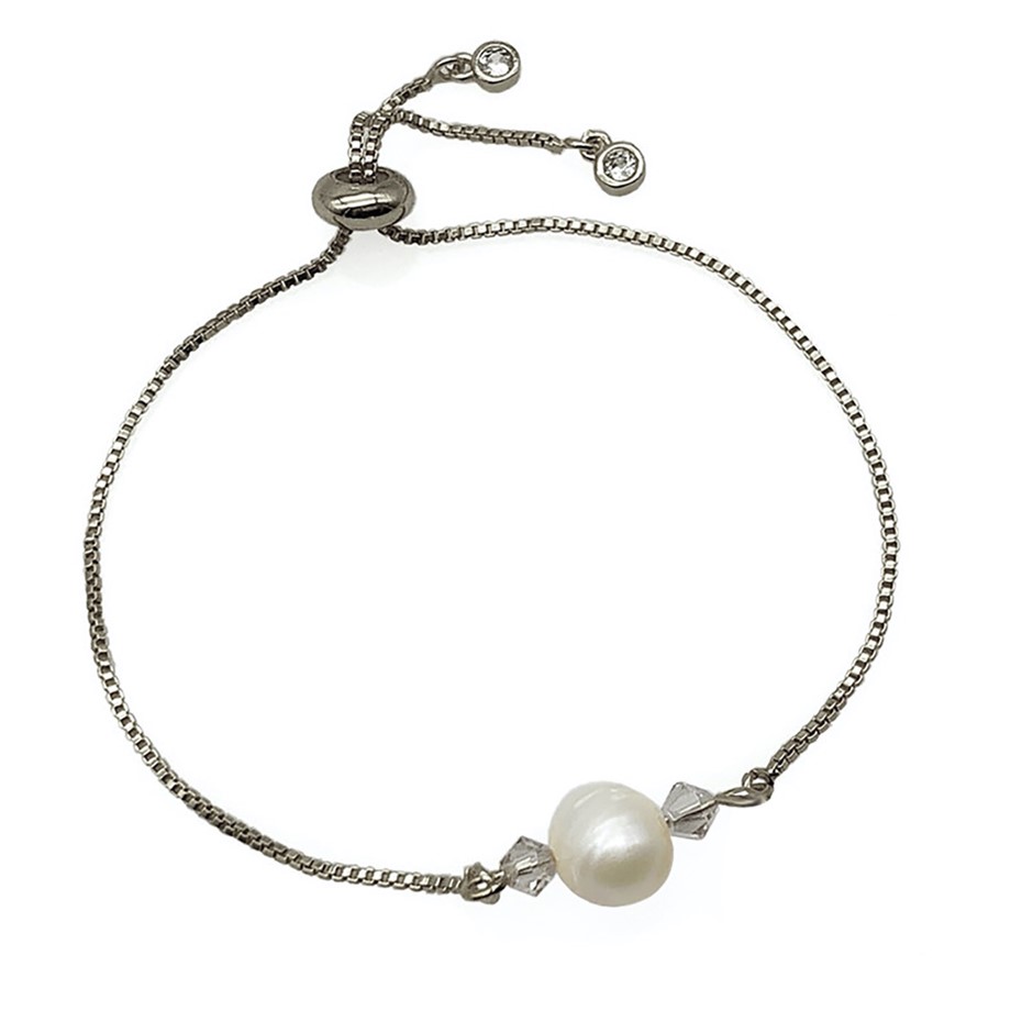 Pearl & Swarovski® Crystal Real Platinum Plated Bracelet