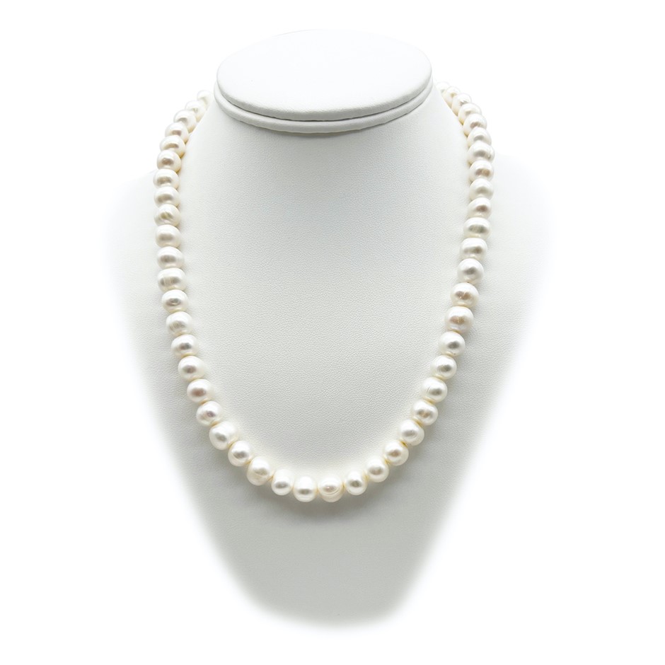 9-10mm Potato Shape Pearl with Real 18k Gold Plated Necklace