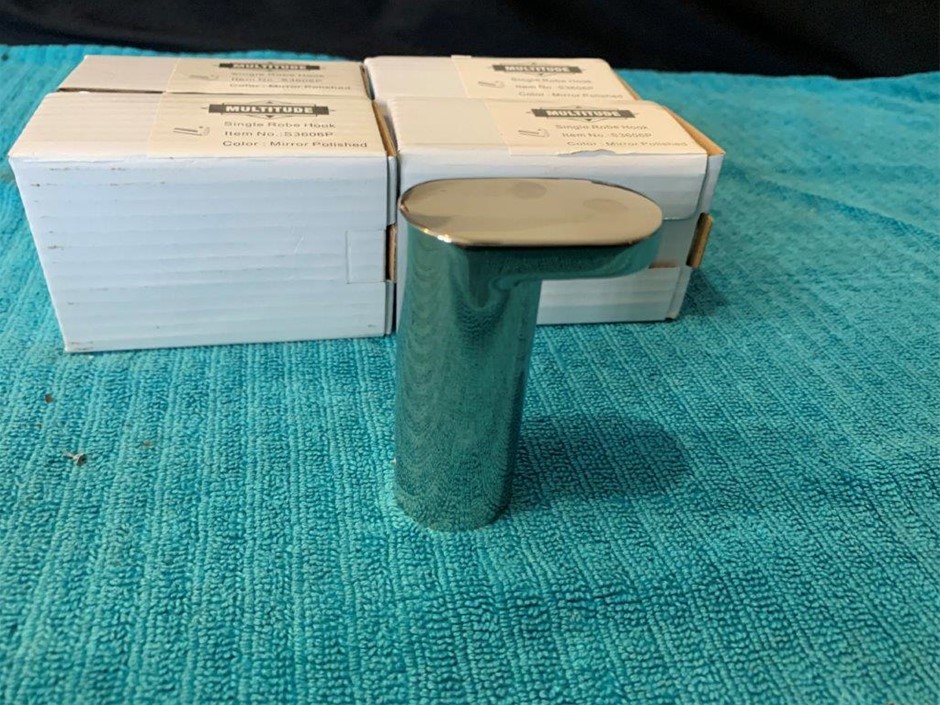 New in Box Multitude Robe Hooks, Mirror Polished - Quantity 4