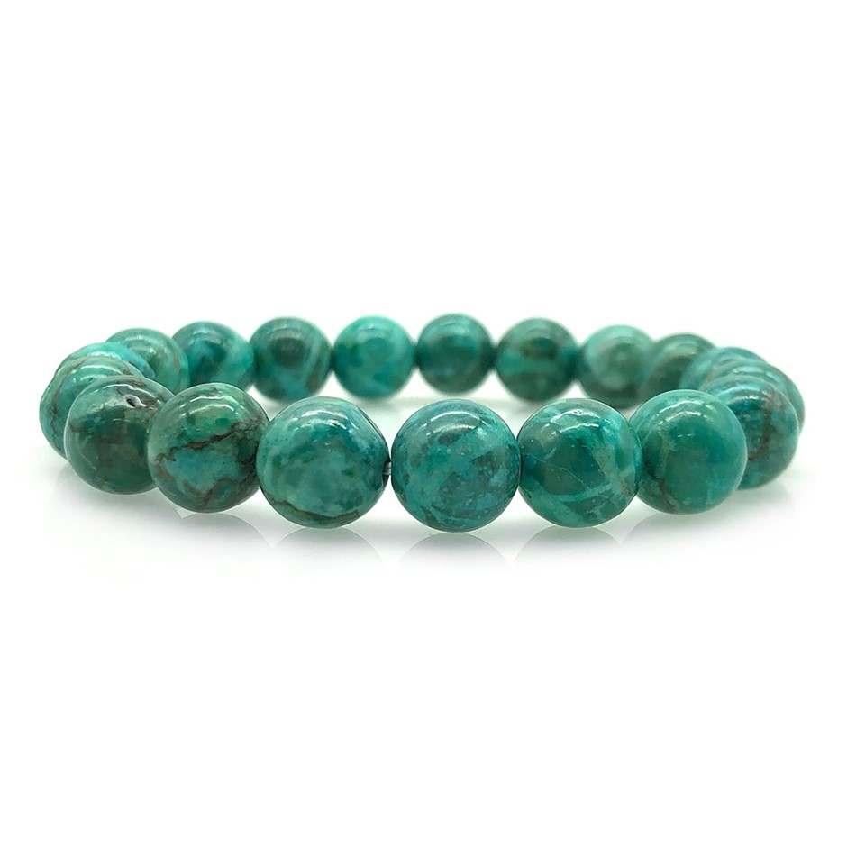 10mm African Jasper Turquoise Colour Gemstones Beaded Bracelet