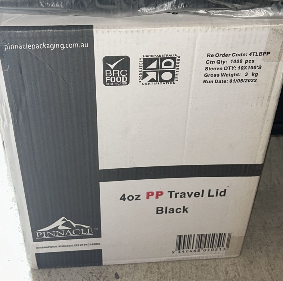 Box of 4oz PP Travel Lids (Black)