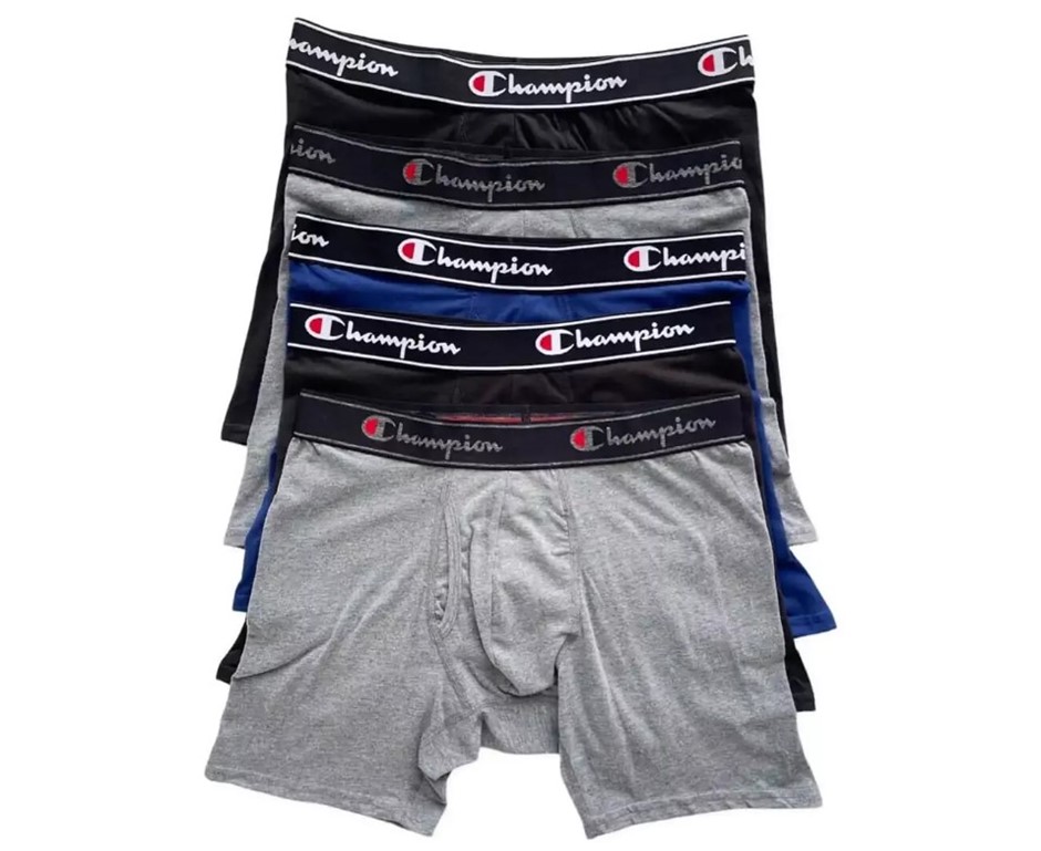 CHAMPION Men's Elite 5pk Boxer Briefs, Size M (32"-34"), Cotton/Polyester/E