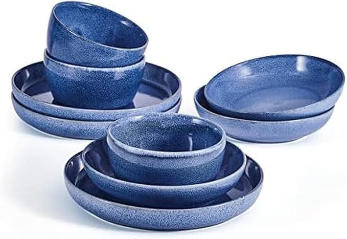 Mikasa Huxley 9 Piece Dinnerware Bowl Set, Service for 3, Blue