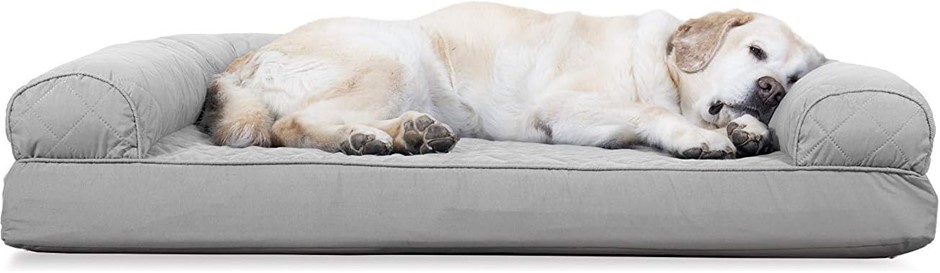 FURHAVEN Pet Dog Bed, Cooling Gel Memory Foam Orthopedic Quilted Sofa-Style