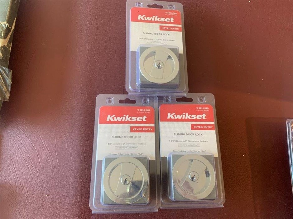 New in Packaging Kwikset Sliding Door Locks - Quantity 3