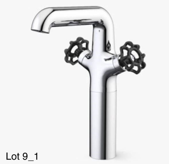 Dorf Industrie Tower Basin Mixer with Black Handles WELS 5 Star Rated x2