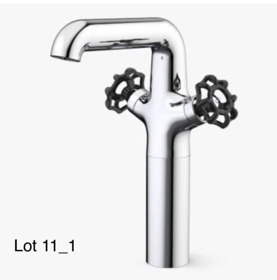 Dorf Industrie Tower Basin Mixer with Black Handles WELS 5 Star Rated x2