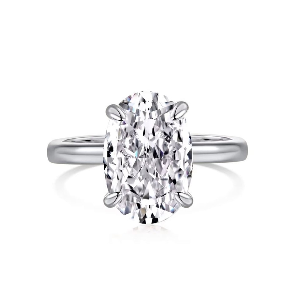 3.5ct Oval Cut Simulated Diamond 925 Sterling Silver Ring - Size 7