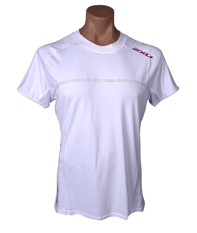3 x 2XU Women's Sailing Short Sleeve Fibretech Tee, Size 2XL, White/ Rose,