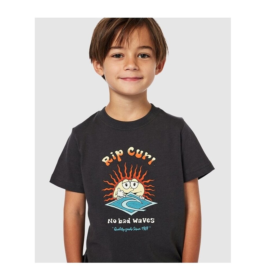 RIP CURL Boy's Sun Shaka T-Shirt - Washed Black, Size 3-4. RRP: $30.  Buyer
