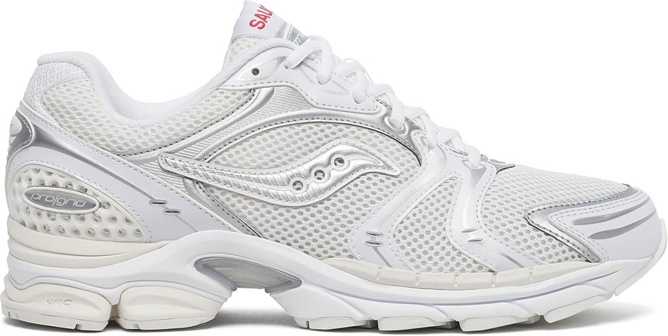 SAUCONY Unisex ProGrid Triumph 4 Sneaker, US M7/W8.5 / UK M6/W6.5, White/Si
