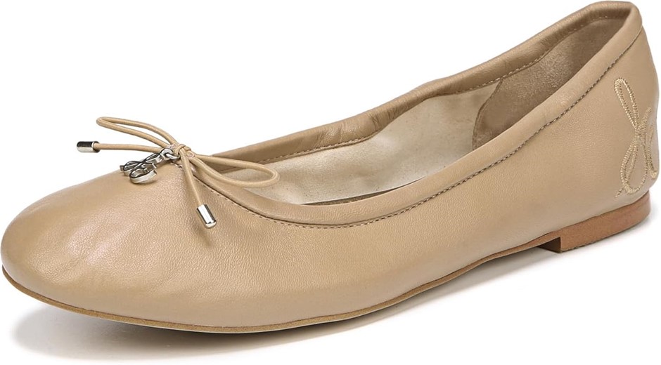 SAM EDELMAN Women's Felicia Ballet Flat, Beige Leather, Size US10 Wide /EU4