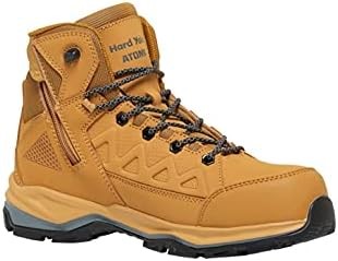 HARD YAKKA Men's Atomic Hybrid Lace Up and Side Zip Safety Boot, Wheat, 5 A