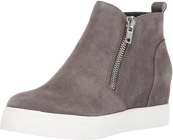 STEVE MADDEN Women's Wedgie Sneaker, Grey Suede, Size 8.5 US (WEDG01S1) Bu