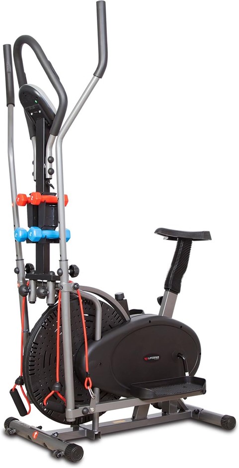 LIFESPAN FITNESS X-02 Hybrid Cross Trainer Exercise Bike Machine, Black/Whi