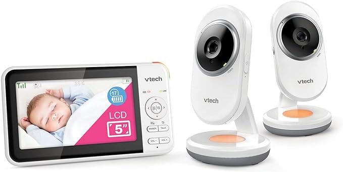 VTECH BM5250N 5'' 2-Camera Full Colour Video Baby Monitor, White (BM5250N-2