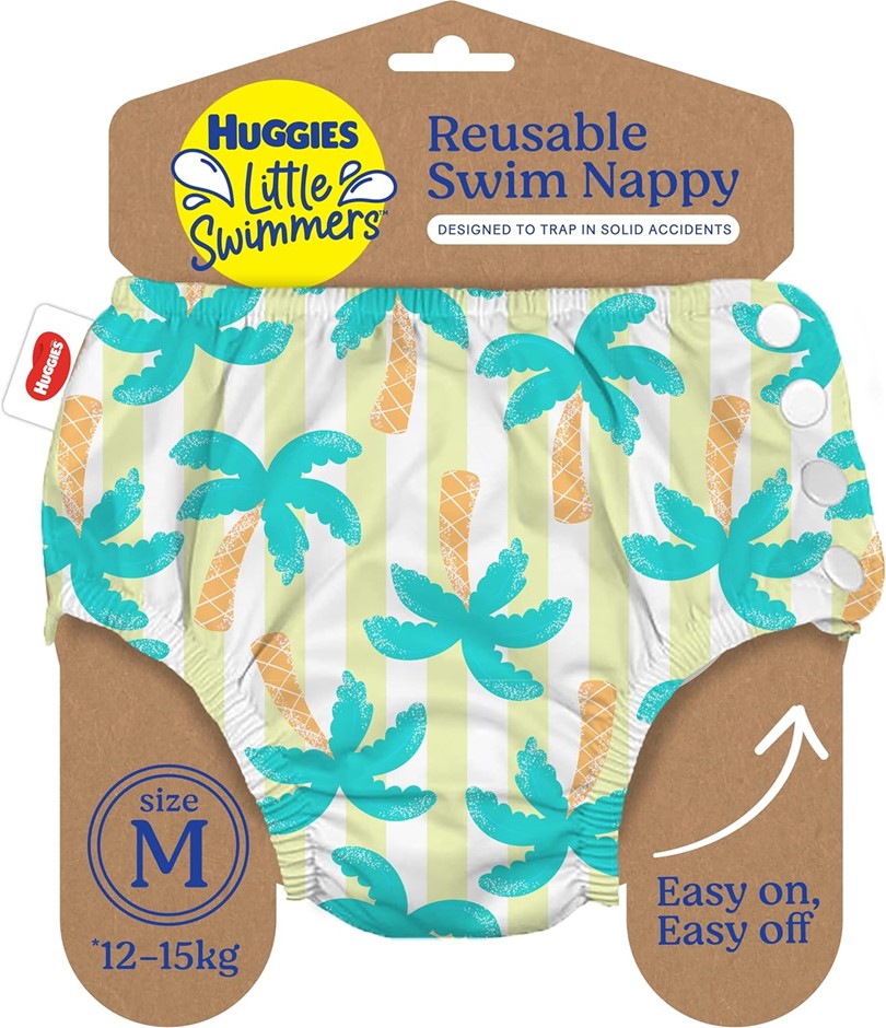 HUGGIES Little Swimmers Reusable Swim Nappy Medium (12-15kg) Tropical Tree.