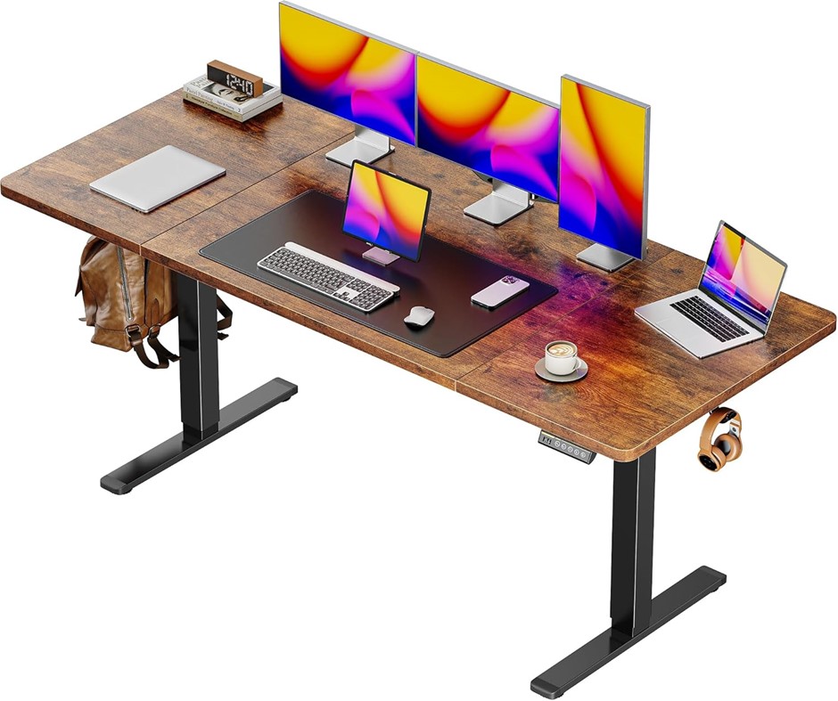 HUUGER 63" x 28" Large Electric Standing Desk, Height Adjustable Computer D