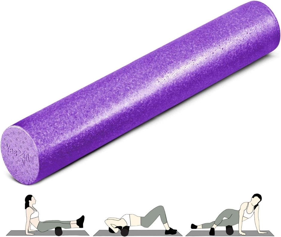 YES4ALL High Density Foam Roller for Back, for Yoga, Pilates, Purple, 90cm